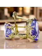 Kolczyki z żółtego 8k złota 333 z Aleksandrytem vec021x-ax Sowiecki styl Klasyczny Vintage Art Deco